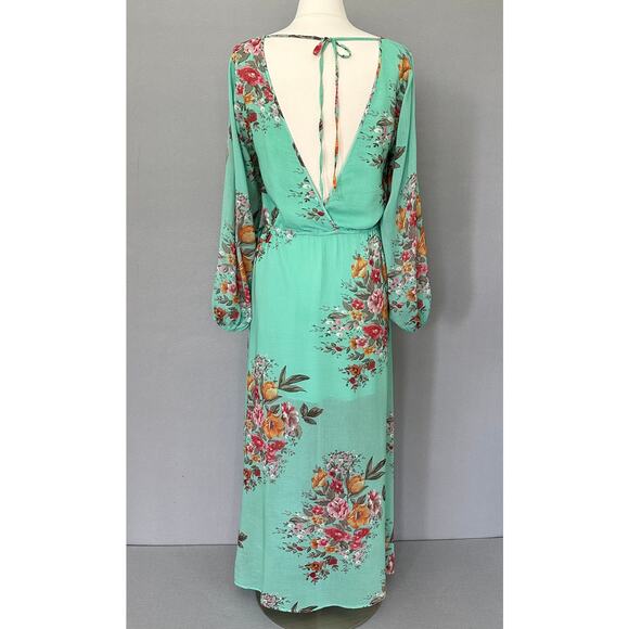 Auguste the Label Jennifer Maxi Dress Green Floral Boho Lightweight Lined Size S - Picture 9 of 16
